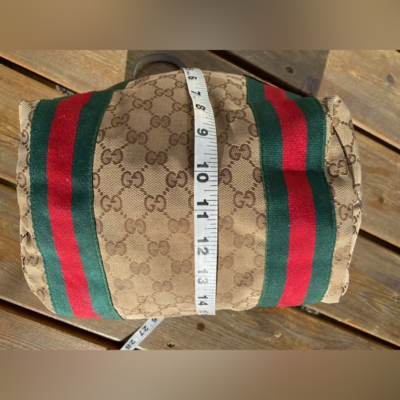 GUCCI Sherry Line Shoulder Tote Bag Canvas Leather Brown GG Pattern15”x 9”x 6”🎁 - Picture 7 of 17